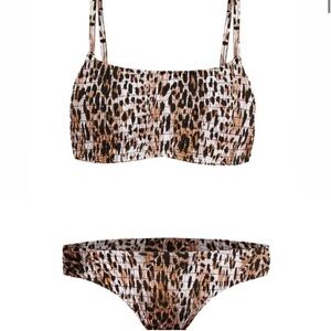 Mosmann Australia Havanah Leopard Print Smocked Bikini Set Size Medium